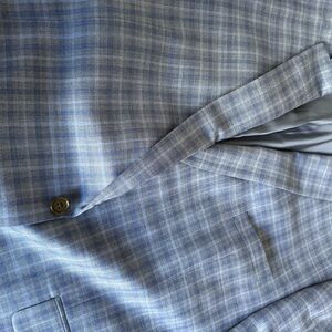 Plaid Blazer in Blue and Gray